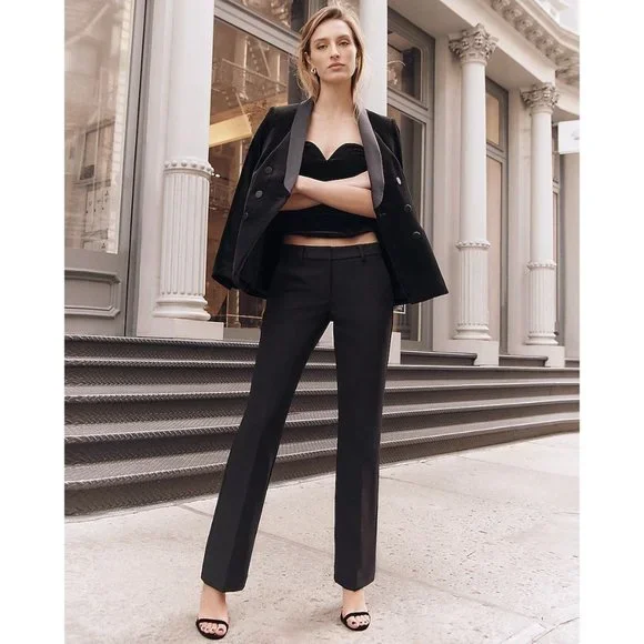 NEW Sz XS X-Small Express Double Breasted Blazer in Black Velvet Tux Satin Fancy - Picture 2 of 10